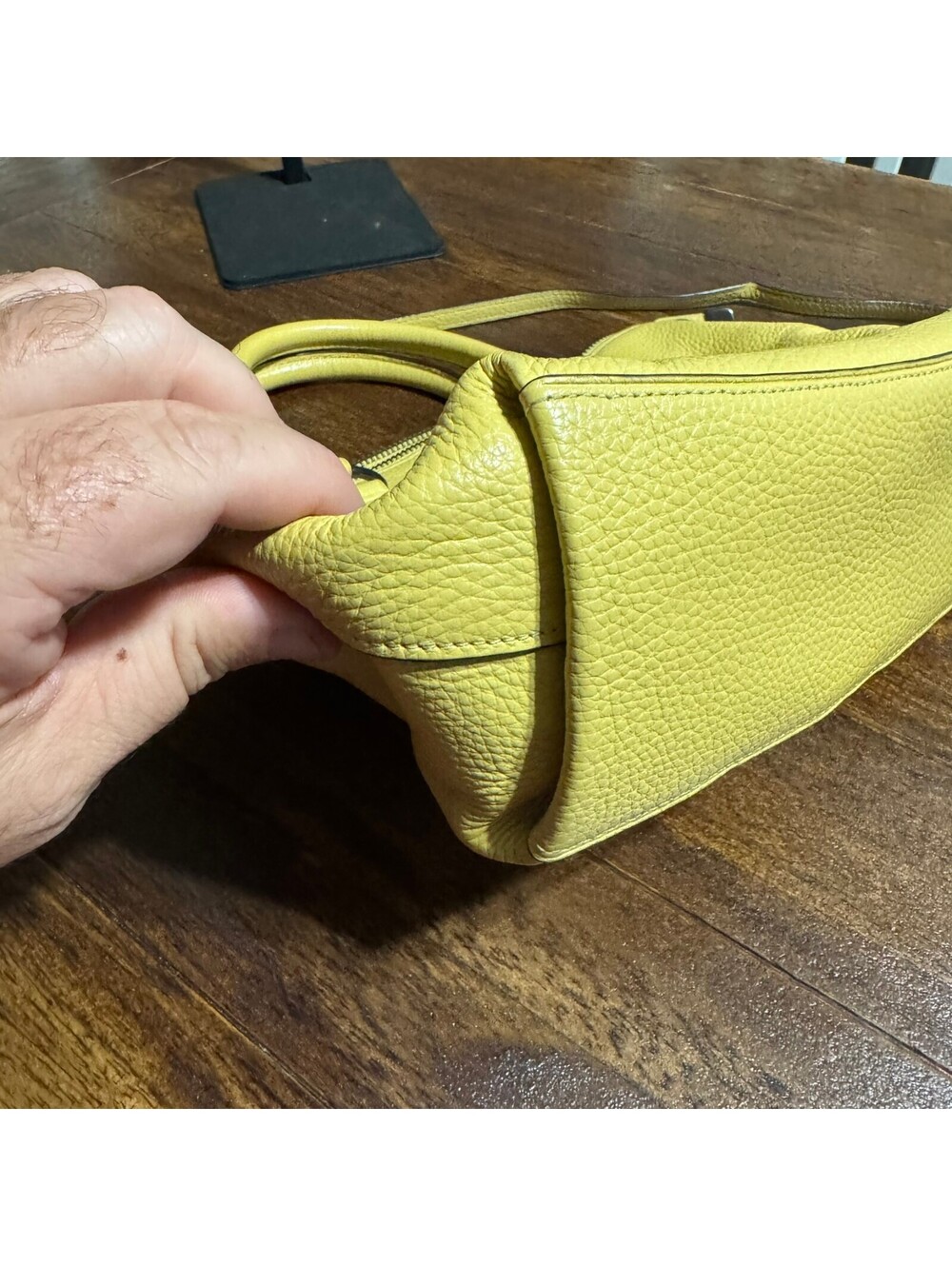 COACH F31466 Mini Emma Satchel Pebbled Leather Crossbody Handbag Yellow *RARE* - Picture 9 of 14